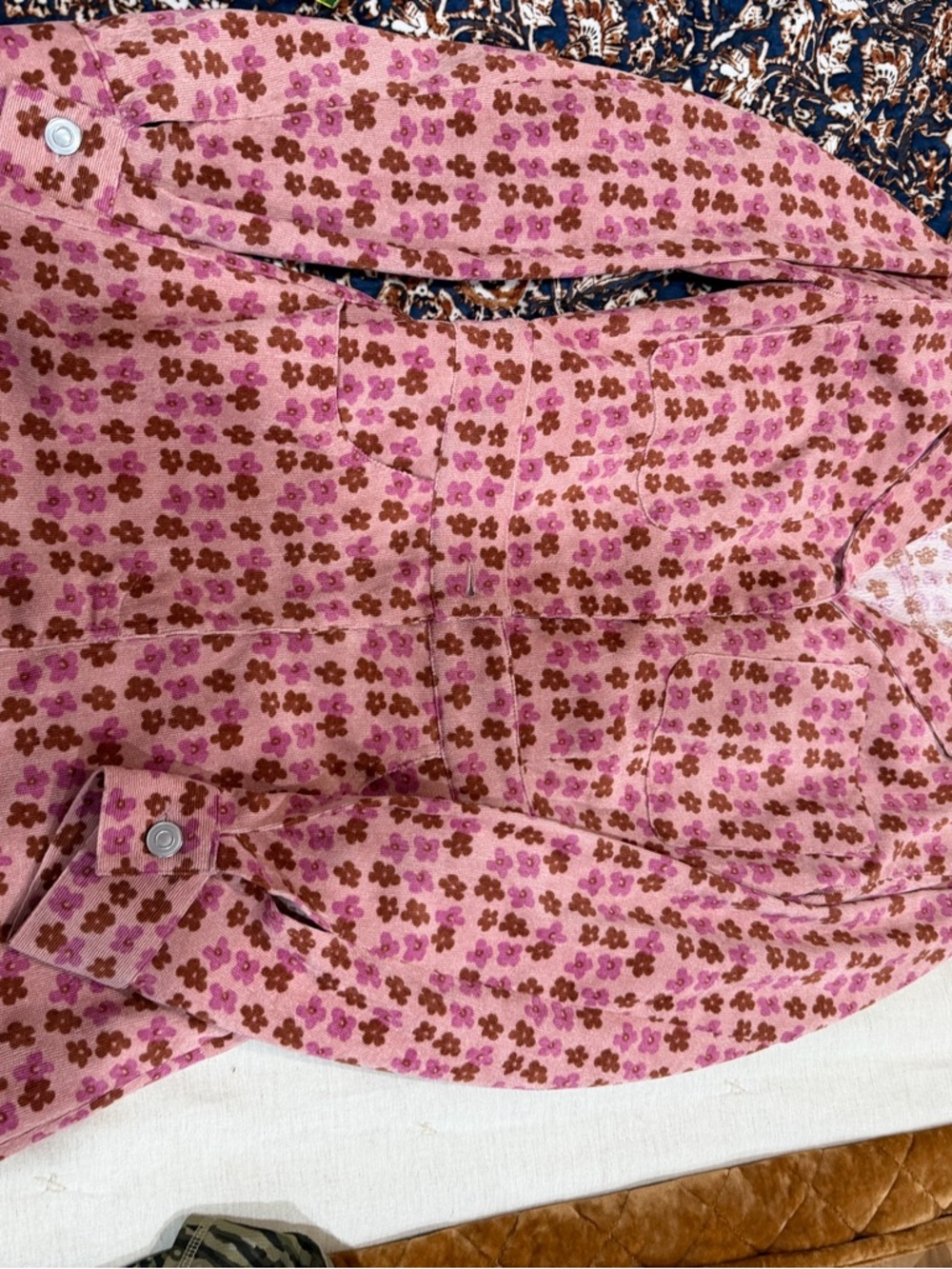 entro Pink and Brown Floral Button-Up romper